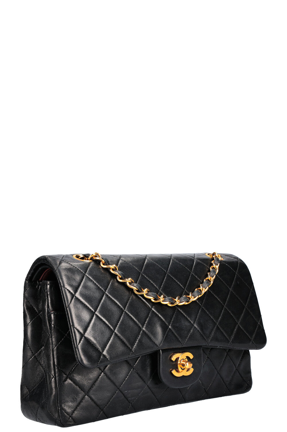 CHANEL Sac moyen à double rabat Noir