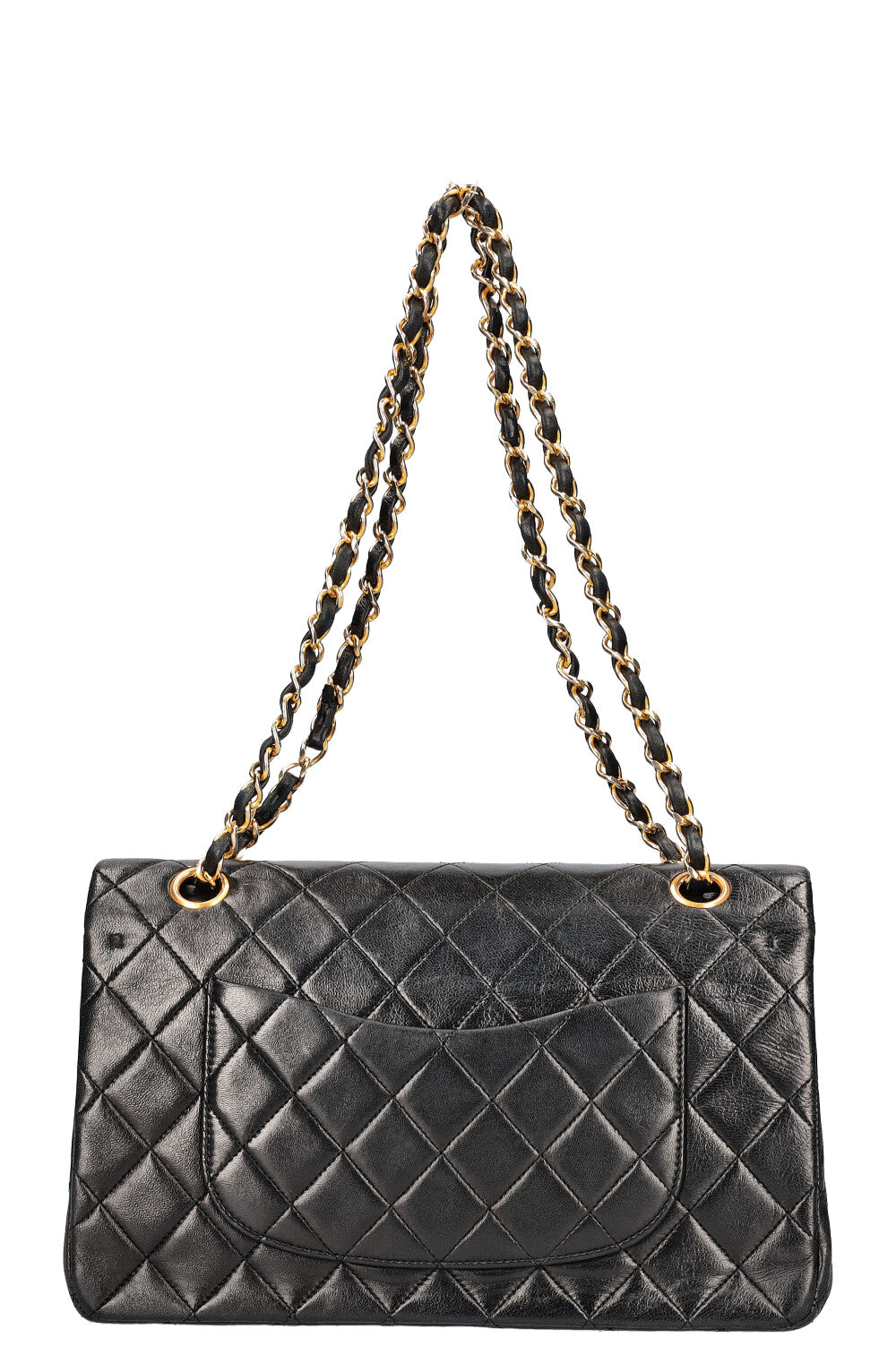 CHANEL Sac moyen à double rabat Noir