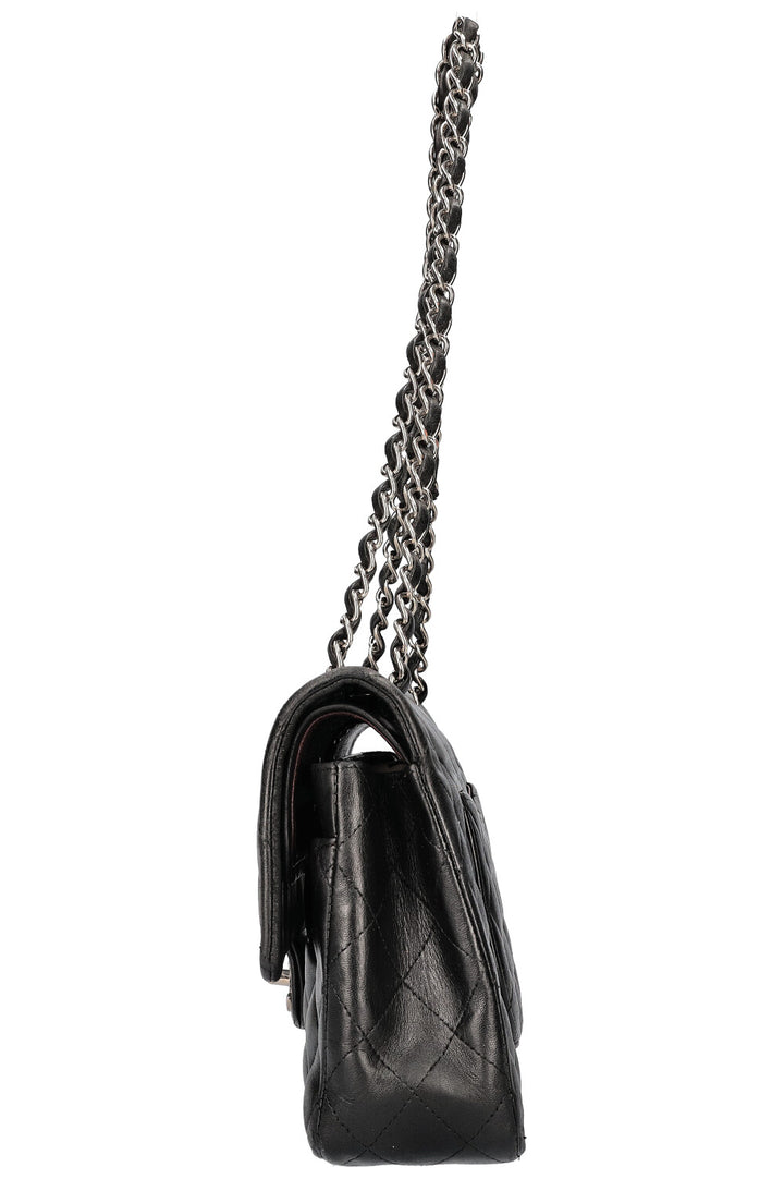 CHANEL Double Flap Bag Medium Black Silver