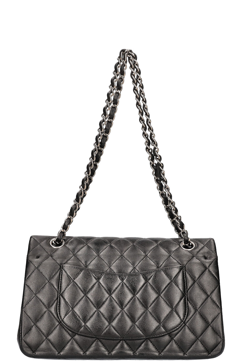 CHANEL Double Flap Bag Medium Black Silver