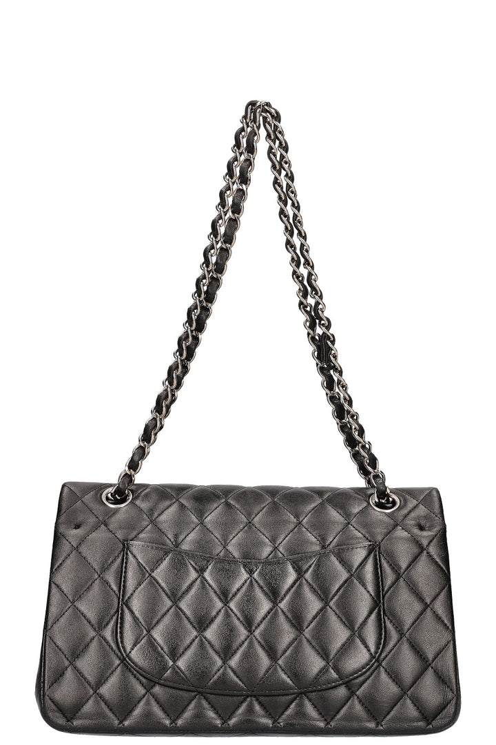 CHANEL Double Flap Bag Medium Black Silver