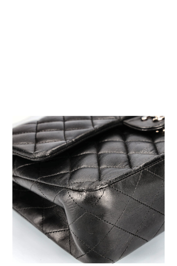 CHANEL Double Flap Bag Medium Black Silver