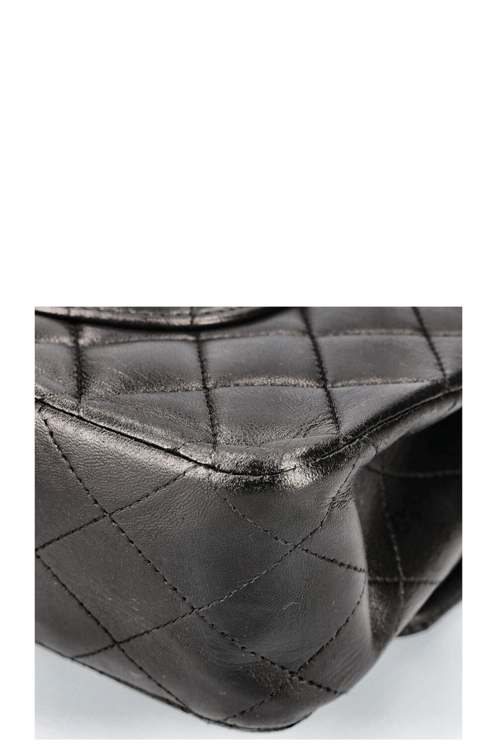CHANEL Double Flap Bag Medium Black Silver