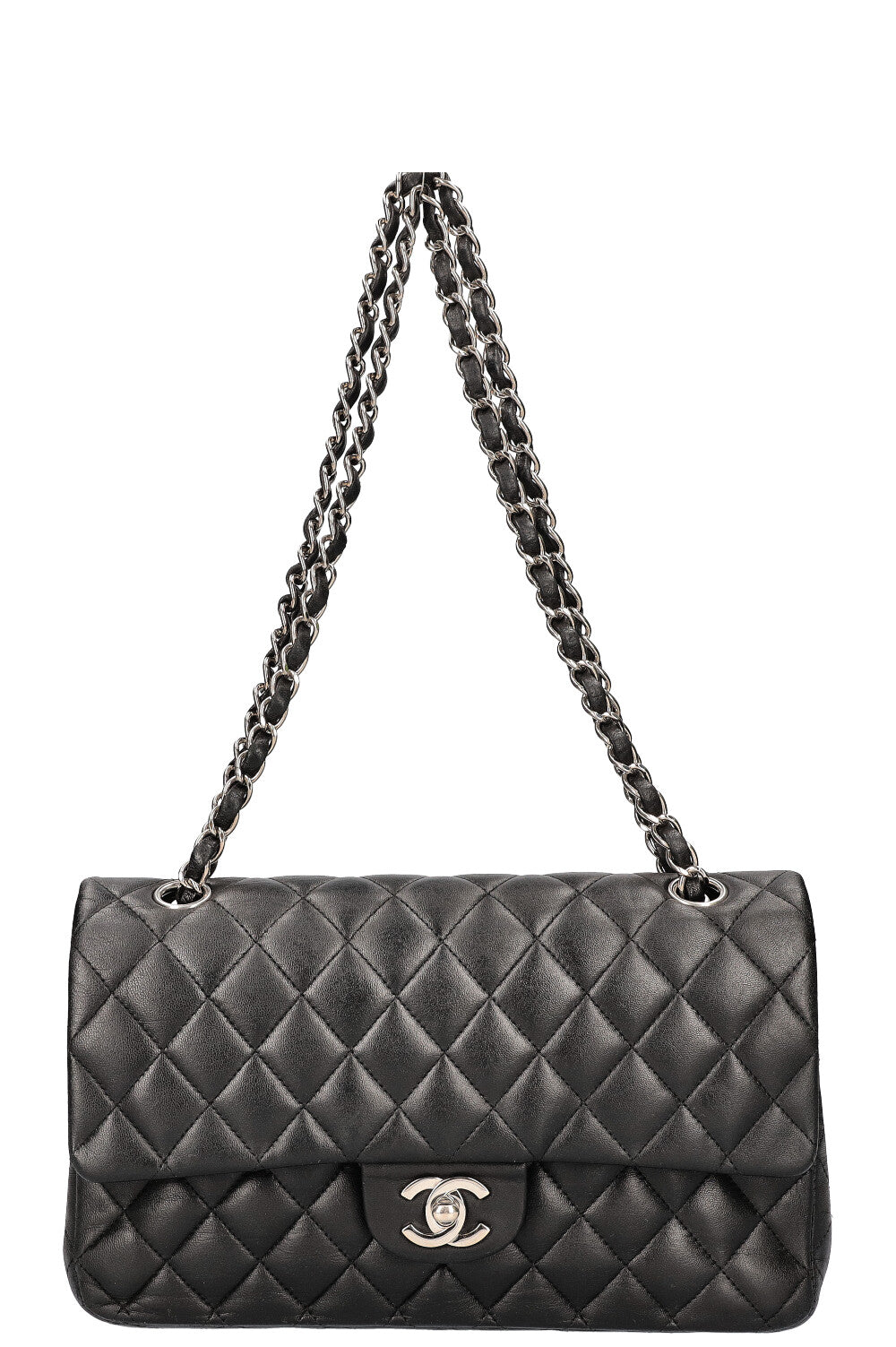 CHANEL Double Flap Bag Medium Black Silve