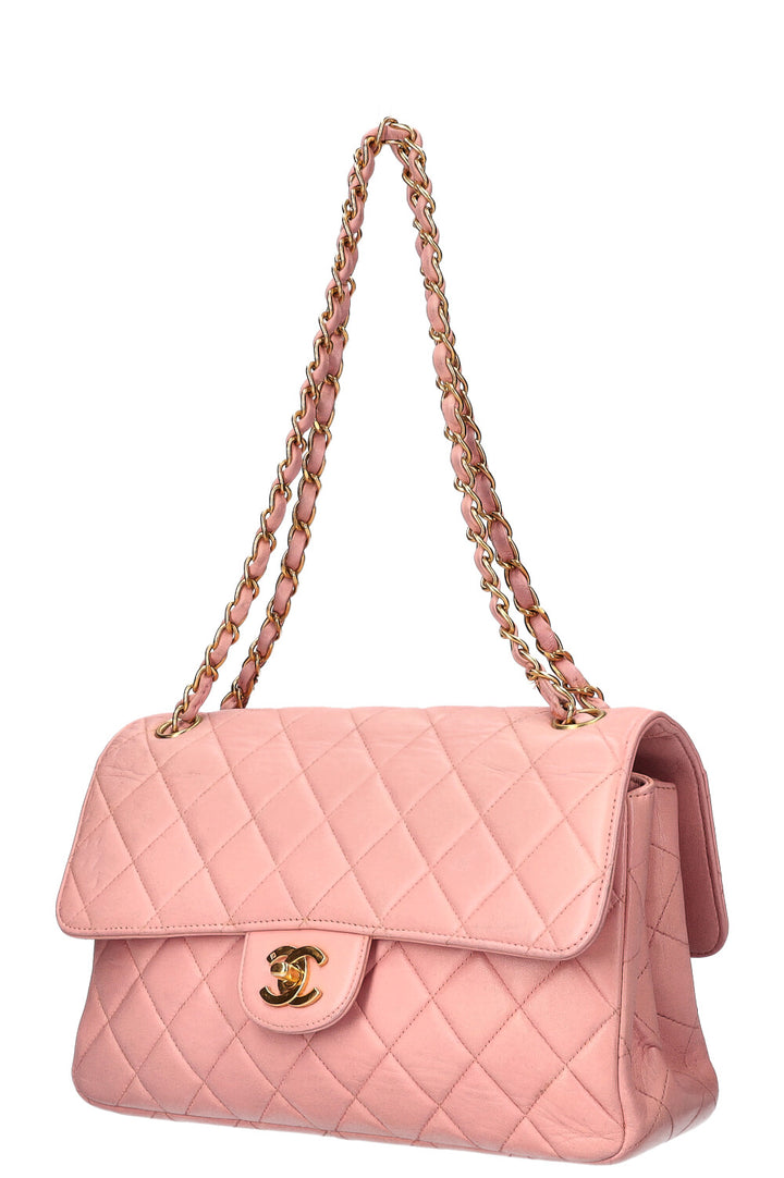 CHANEL Double Sided Flap Bag Medium Pink