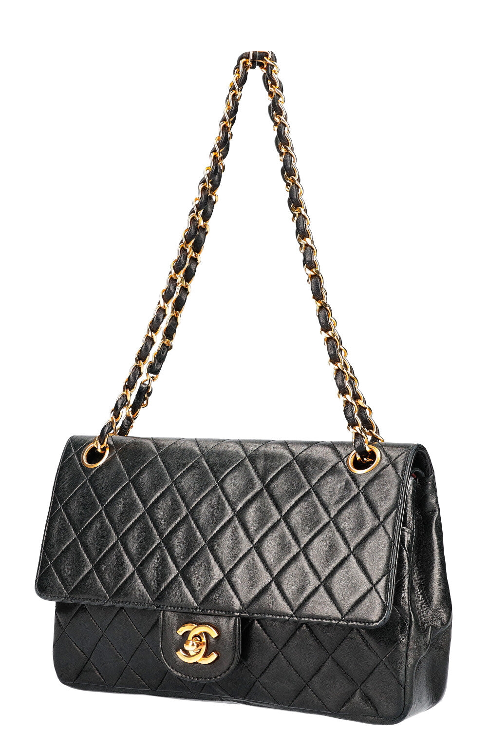 CHANEL Medium Double Flap Bag Black 1986