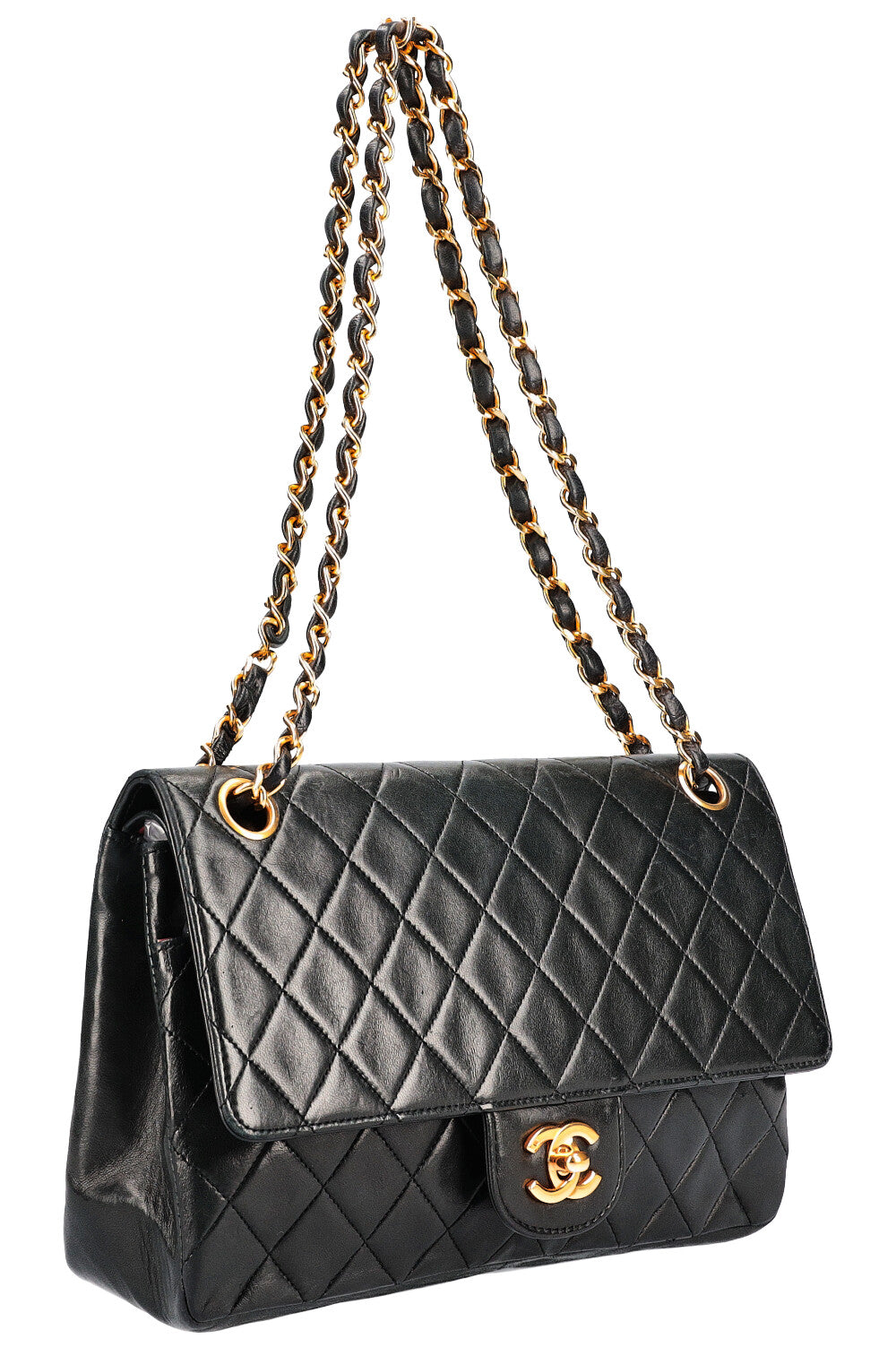 CHANEL Medium Double Flap Bag Black 1986