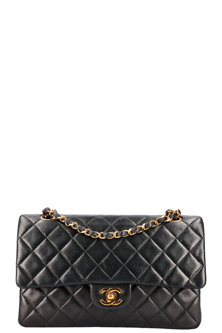 Chanel medium double flap bag black vintage 