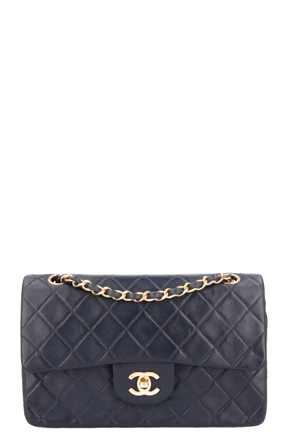 Chanel Vintage Double Flap Navy Gold