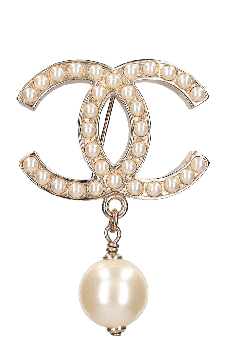 CHANEL Brooch CC Pearl 10V