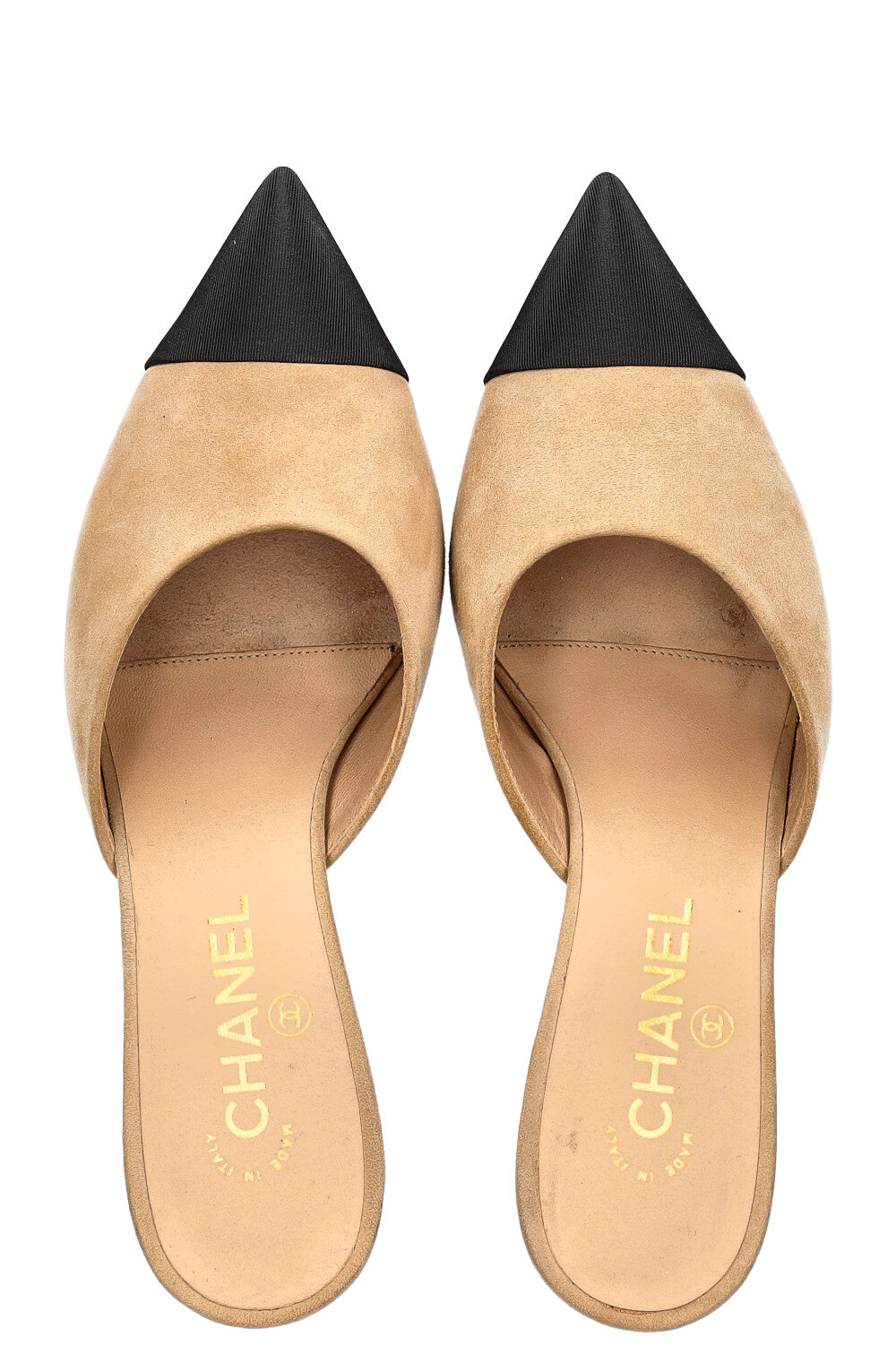 Chanel top mules beige