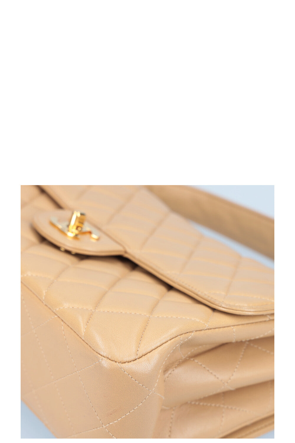 CHANEL Both Side Flap Handbag Beige