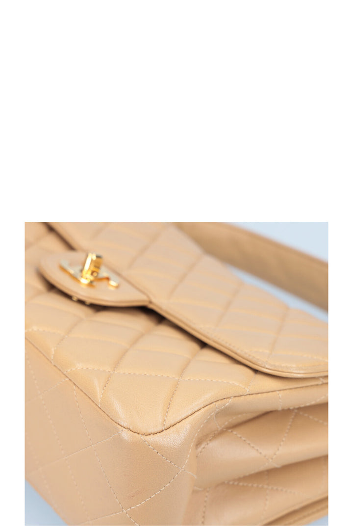CHANEL Both Side Flap Handbag Beige