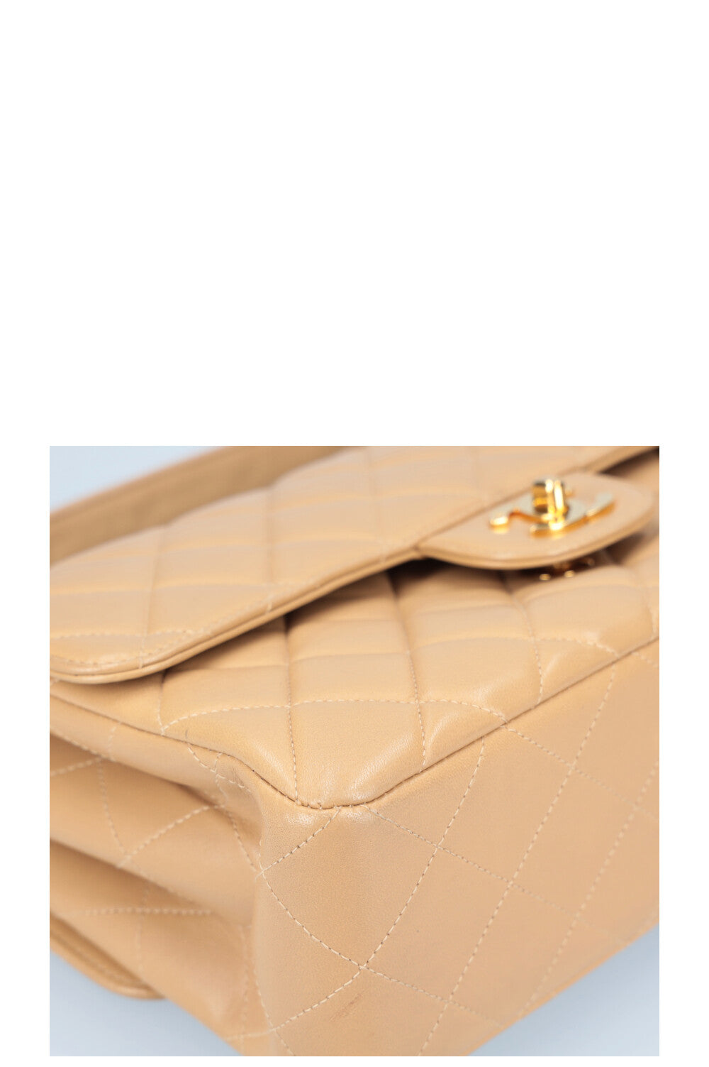 CHANEL Both Side Flap Handbag Beige