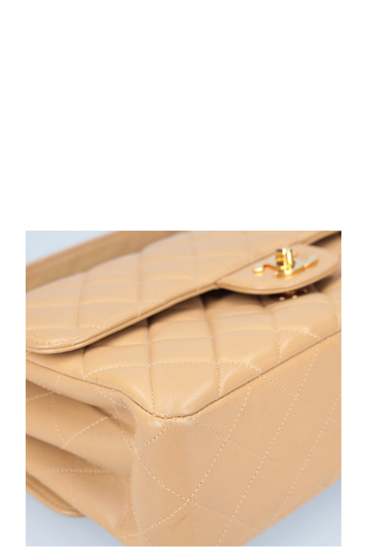 CHANEL Both Side Flap Handbag Beige