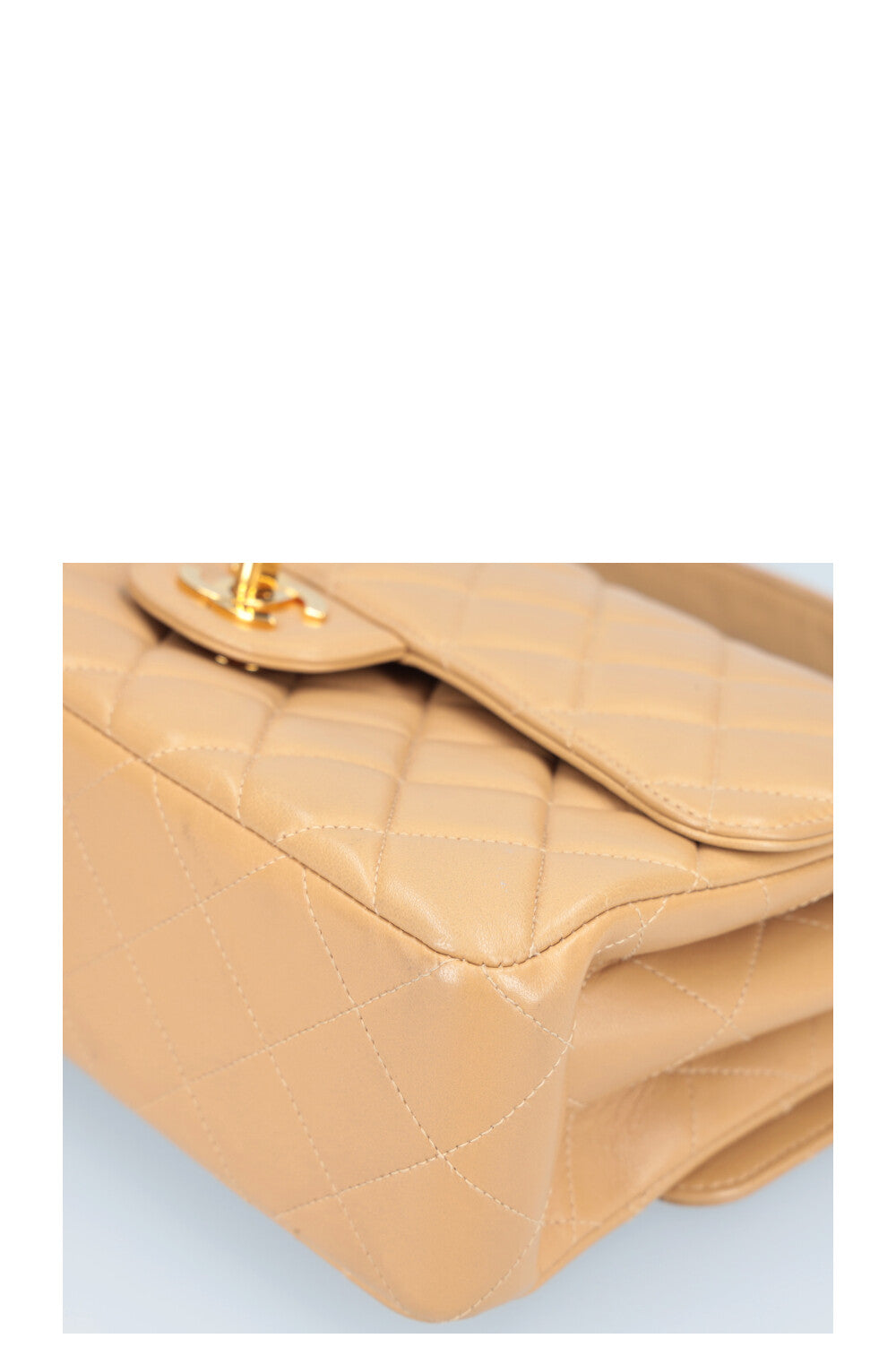 CHANEL Both Side Flap Handbag Beige