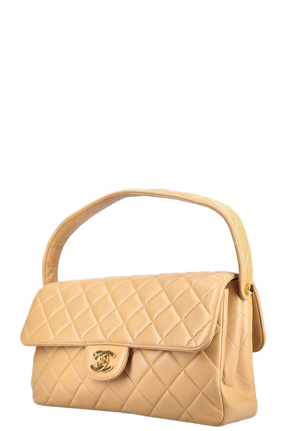 CHANEL Both Side Flap Handbag Beige