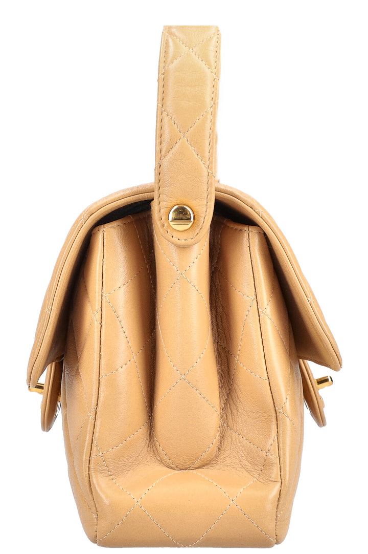 CHANEL Both Side Flap Handbag Beige