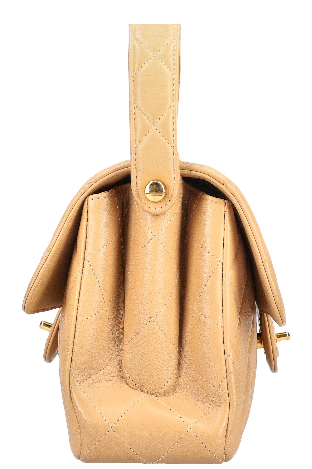 CHANEL Both Side Flap Handbag Beige