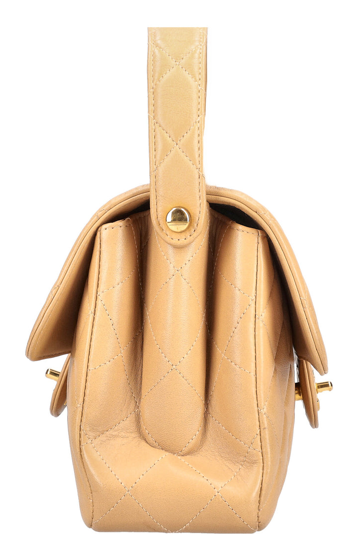 CHANEL Both Side Flap Handbag Beige
