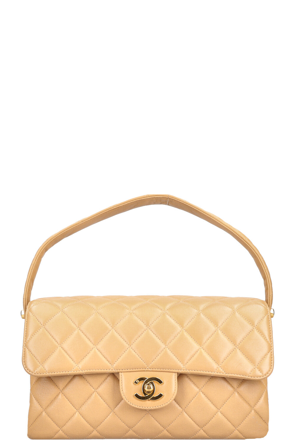 CHANEL Both Side Flap Handbag Beige