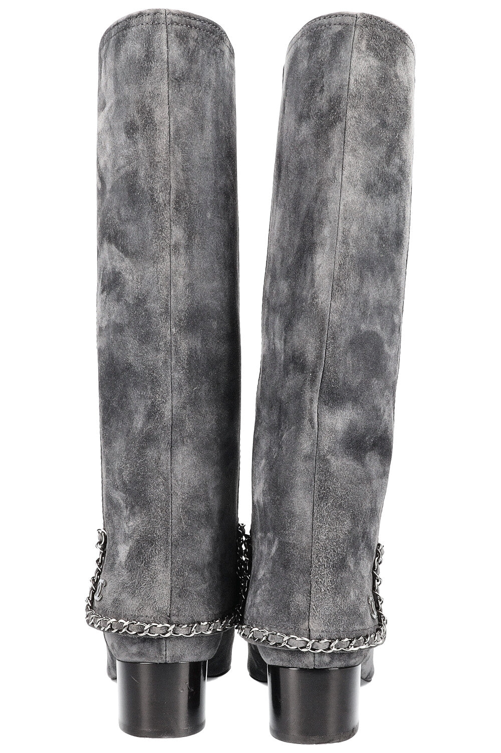 CHANEL Boots with Chain Suede Grey