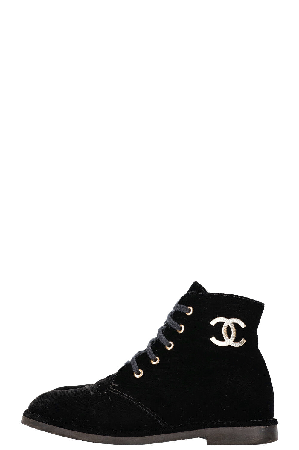 CHANEL Boots Velvet Black