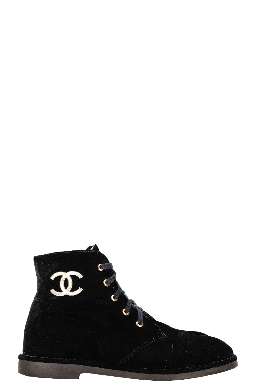 CHANEL Boots Velvet Black