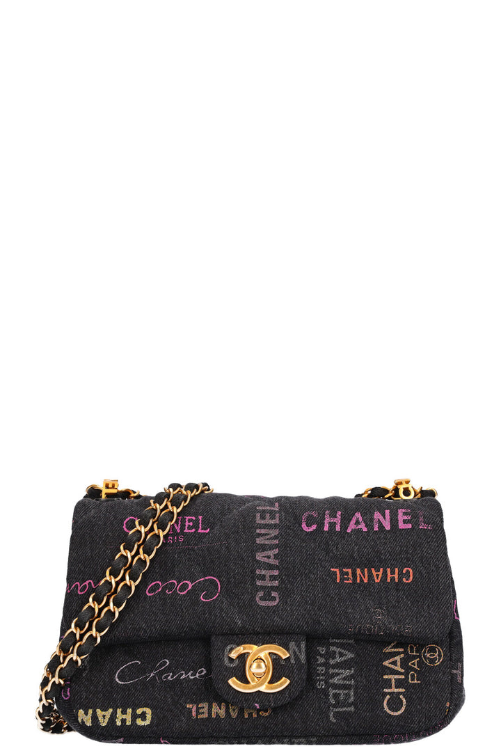 CHANEL Small Single Flap Denim Grafitti
