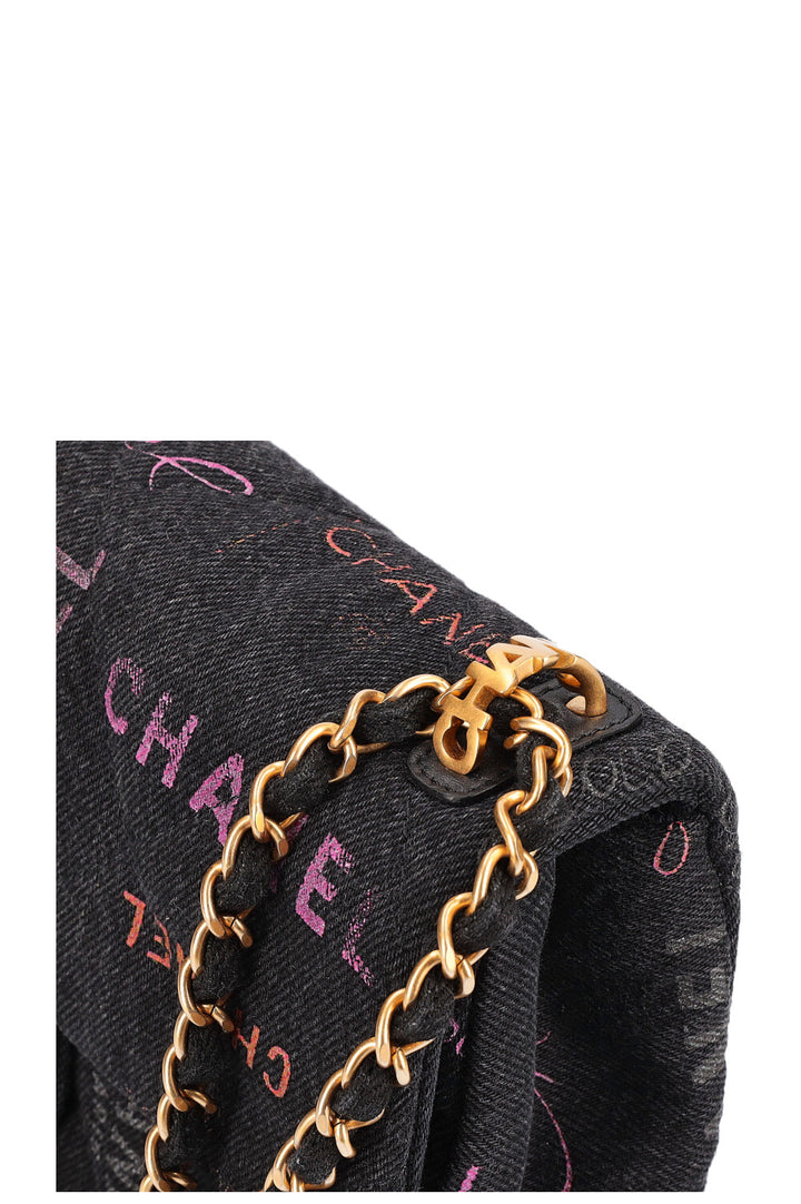 CHANEL Small Single Flap Denim Grafitti