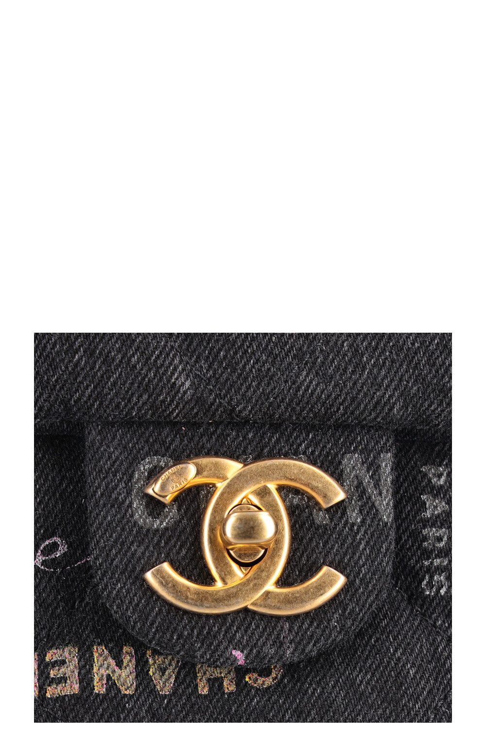 CHANEL Small Single Flap Denim Grafitti