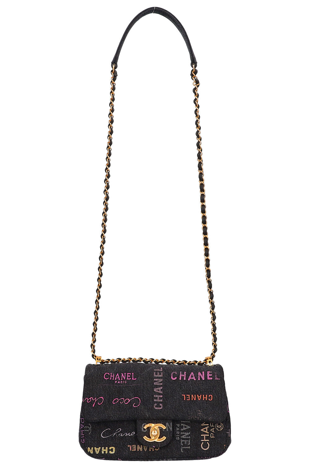 CHANEL Small Single Flap Denim Grafitti