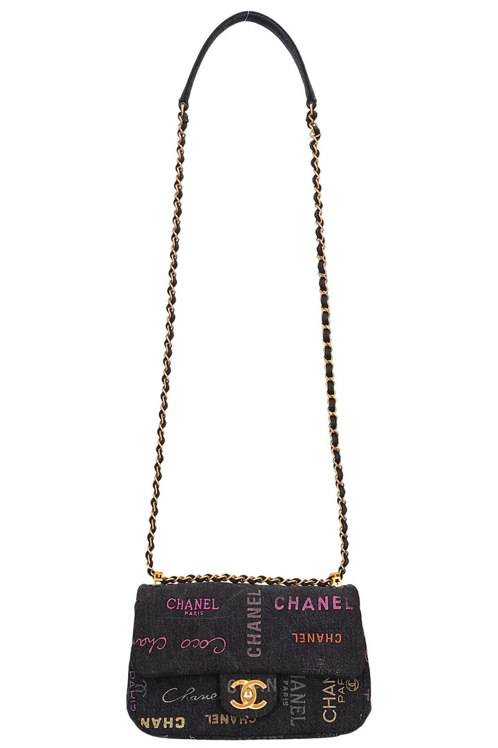 CHANEL Small Single Flap Denim Grafitti