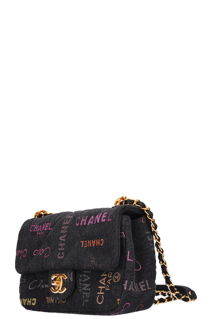CHANEL Small Single Flap Denim Grafitti