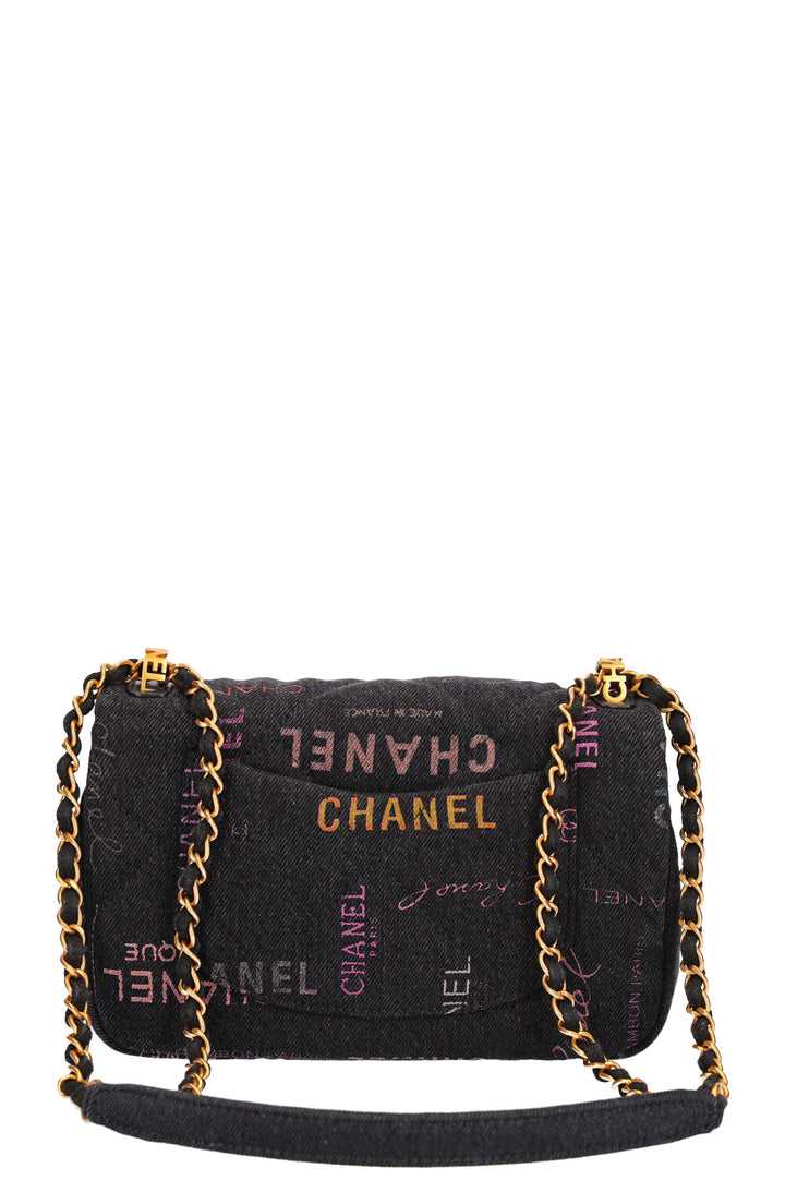 CHANEL Small Single Flap Denim Grafitti