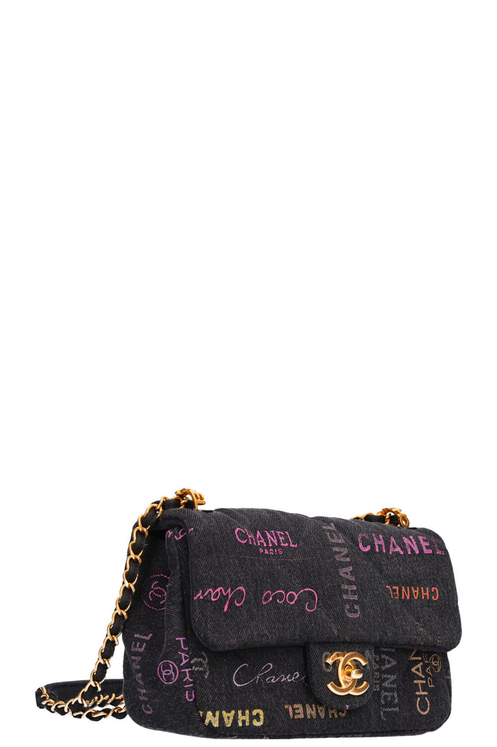 CHANEL Small Single Flap Denim Grafitti