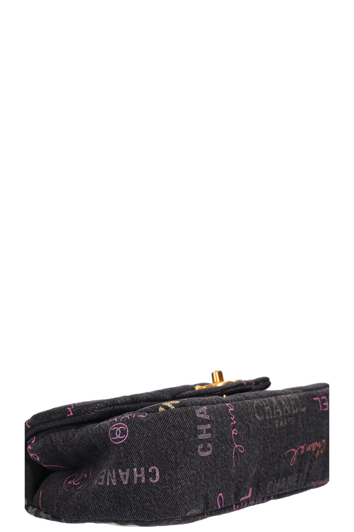 CHANEL Small Single Flap Denim Grafitti