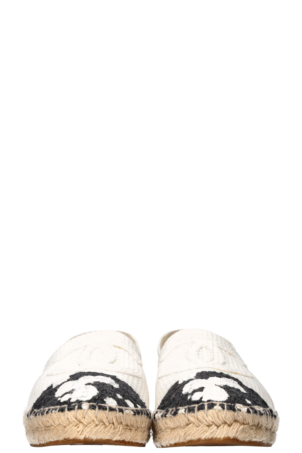 CHANEL Espadrille Flats Black and White