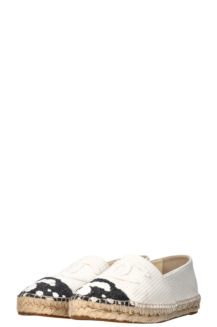 CHANEL Espadrille Flats Black and White