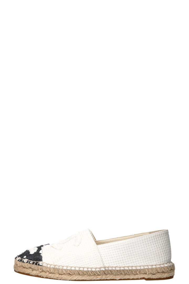 CHANEL Espadrille Flats Black and White