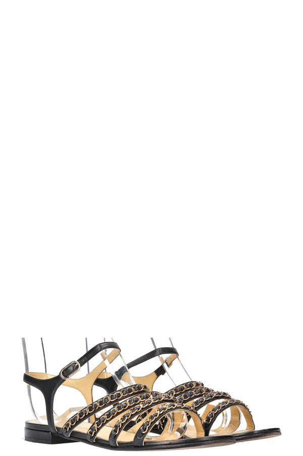 Chanel Chain Flats Black 