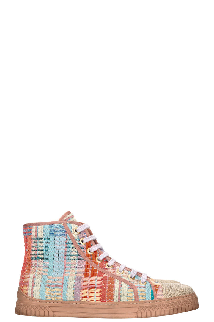 CHANEL High Top Sneakers Tweed Multicolor