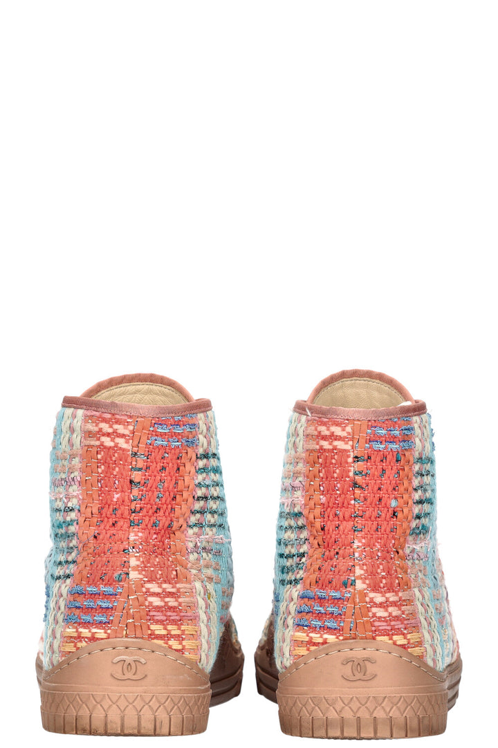 CHANEL High Top Sneakers Tweed Multicolor