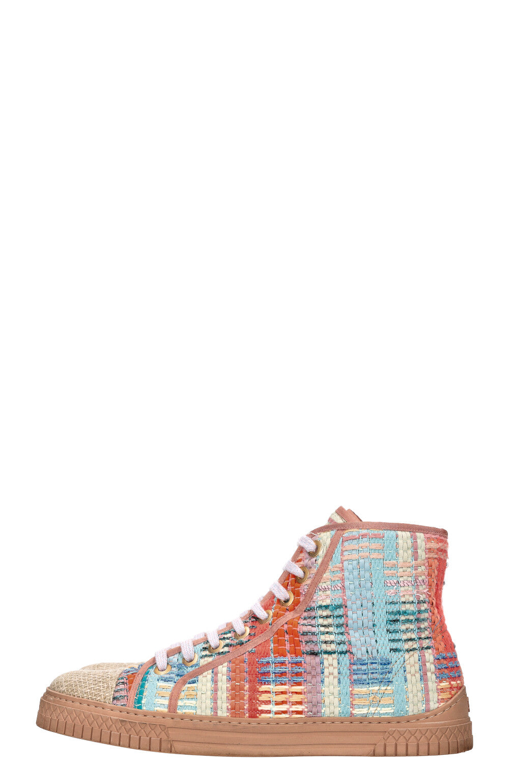 CHANEL High Top Sneakers Tweed Multicolor