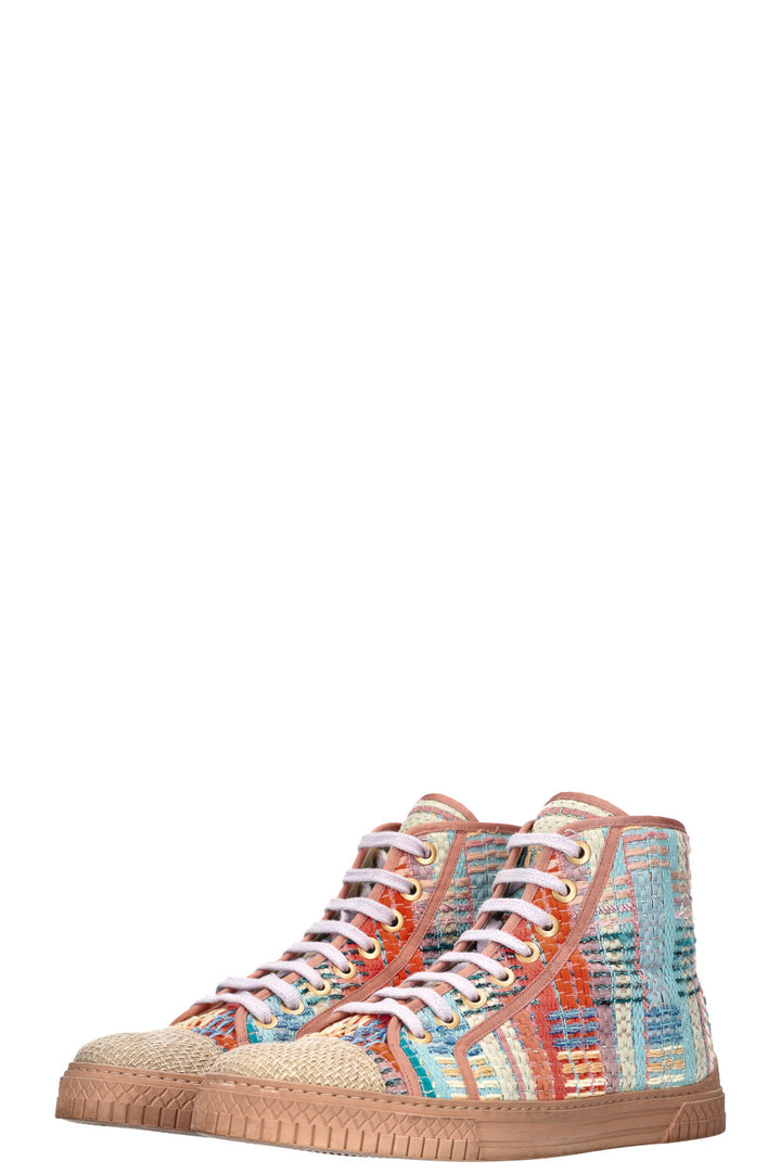 CHANEL High Top Sneakers Tweed Multicolor