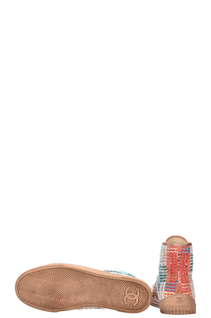 CHANEL Baskets Montantes Tweed Multicolore