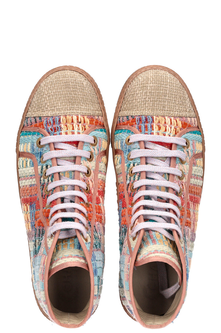 CHANEL High Top Sneakers Tweed Multicolor