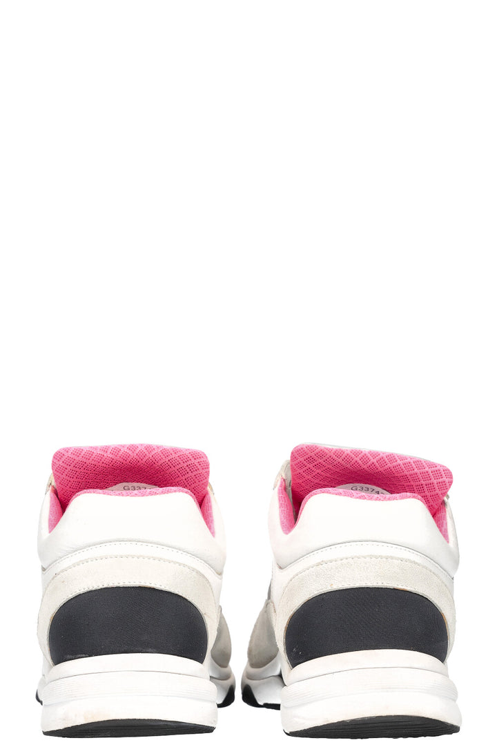 CHANEL Baskets Blanc Argent Rose Fluo