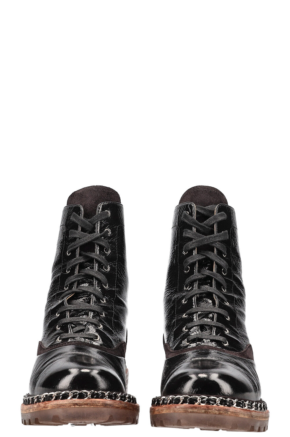 CHANEL Salzburg Chain Boots Vernis Noir