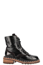 CHANEL Salzburg Chain Boots Patent Black